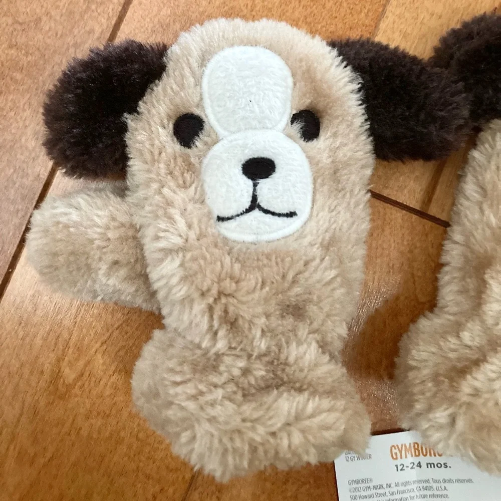 NWT GYMBOREE ALPINE PATROL PUPPY DOG FURRY MITTENS 12-24 Months